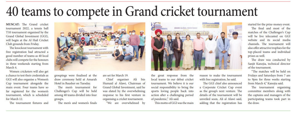 Grand cricket tournament